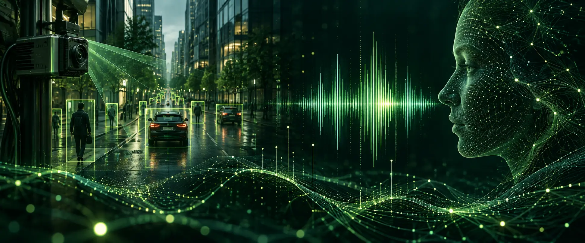 街中のAIカメラによる検知とリアルタイム音声対話を組み合わせた研究イメージ